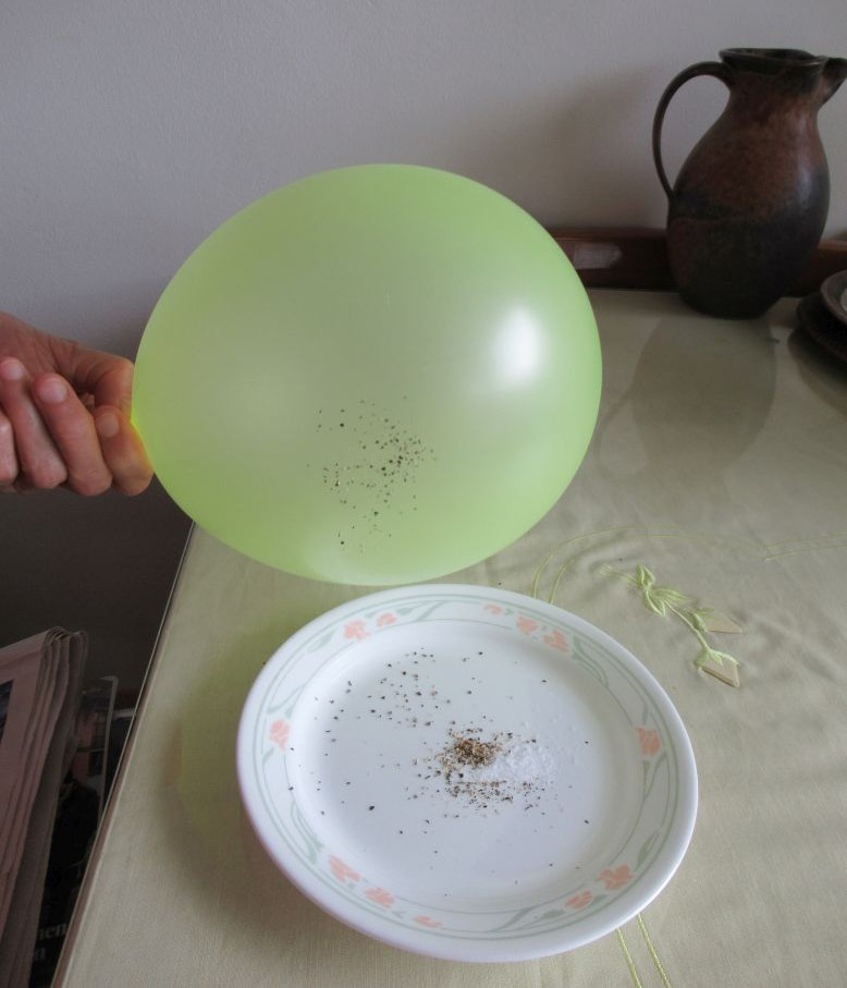 Separating salt from pepper using static electricity.