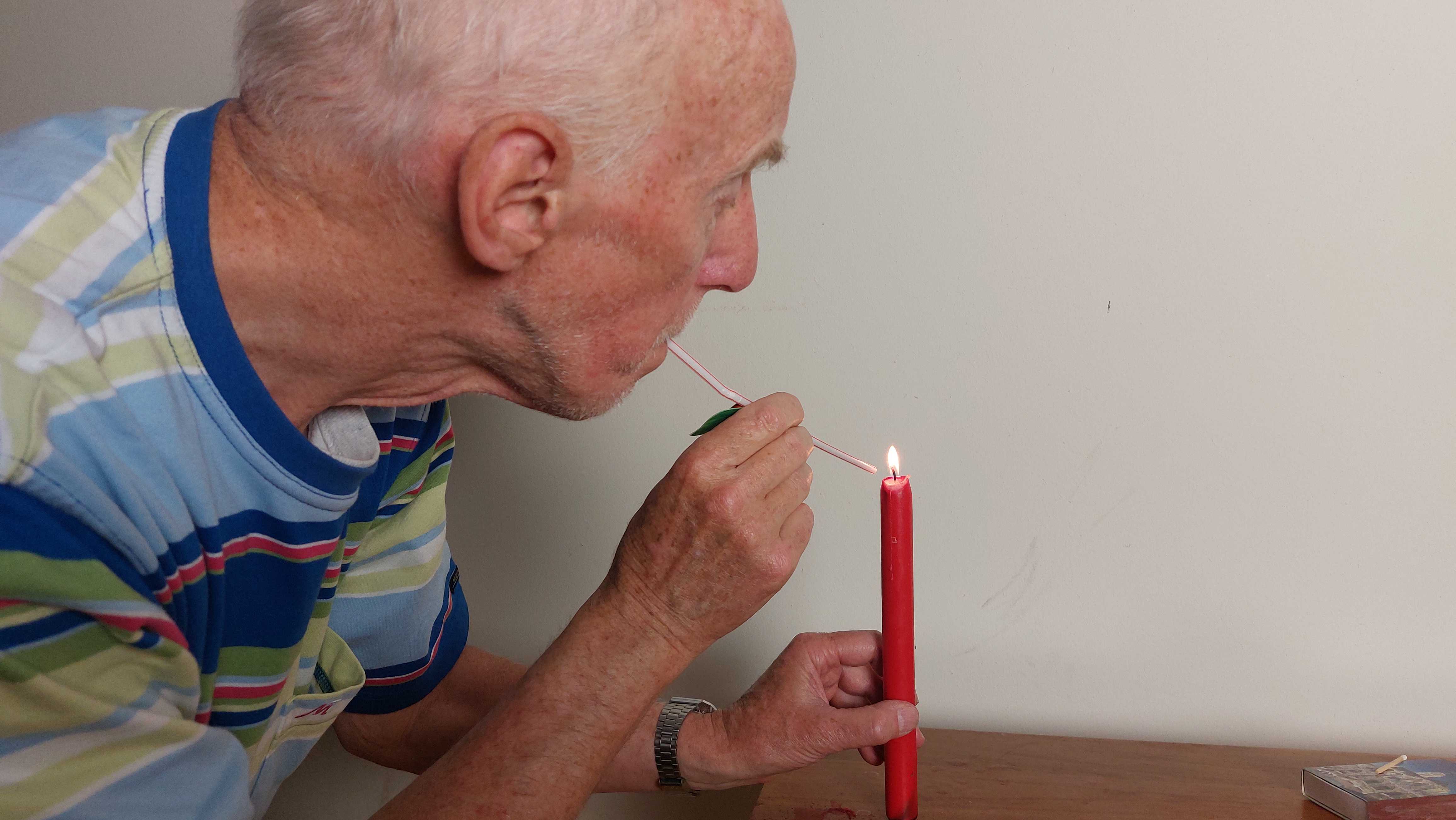A candle and a straw