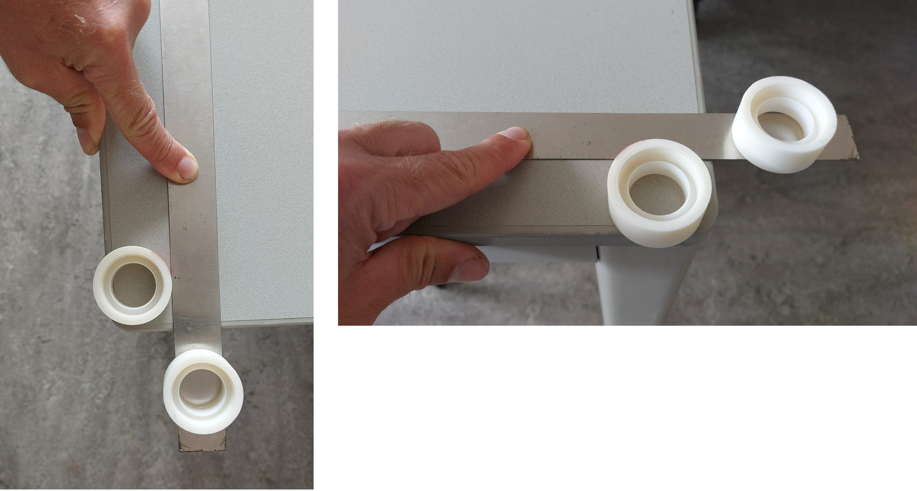 Hitting the ruler at the end (rotating it) launches one object horizontally while the other drops vertically
